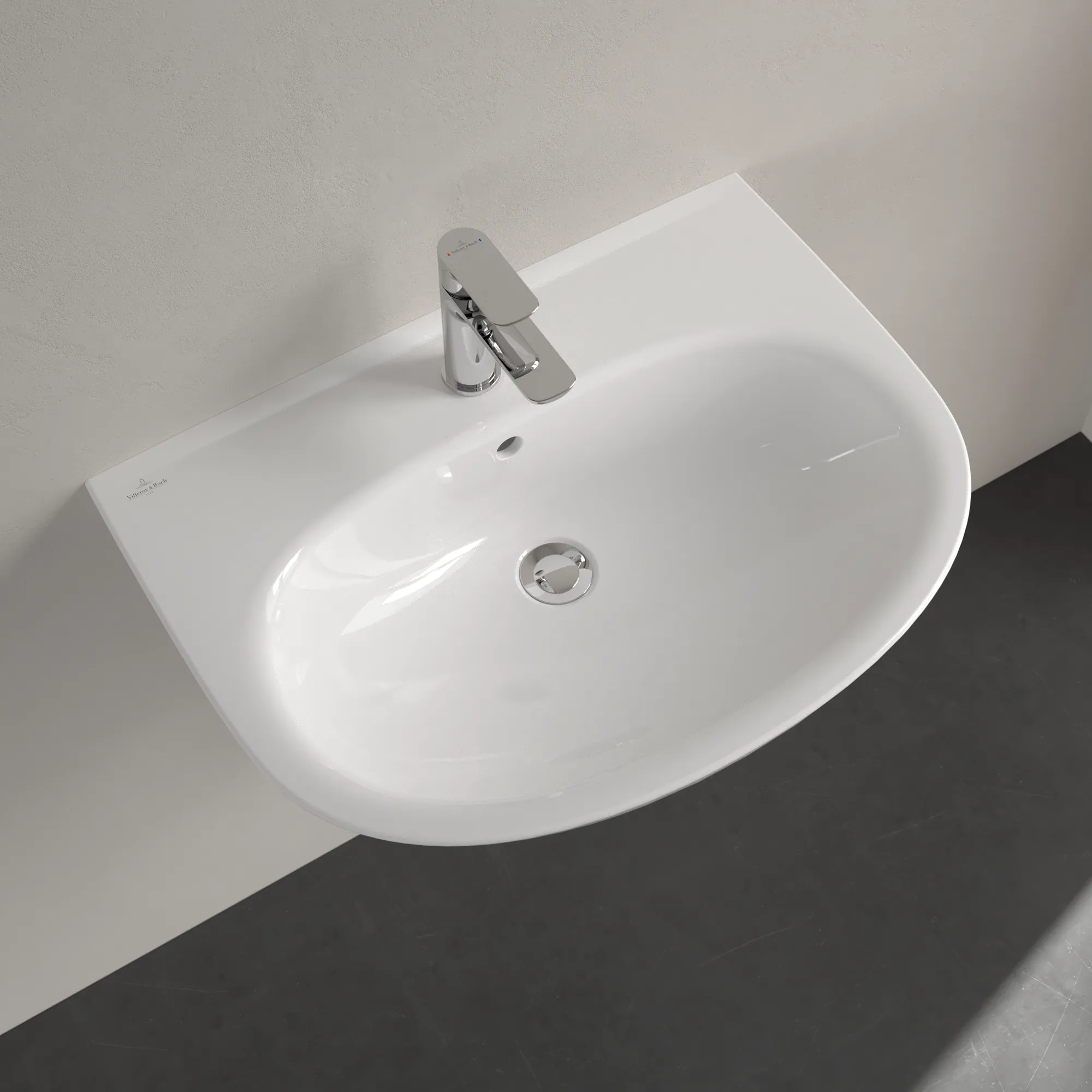 Villeroy & Boch Wandwaschtisch „O.novo“ 650 × 480 × 180 mm, für Becken mittig, Hahnlochposition mittig in Weiß Alpin