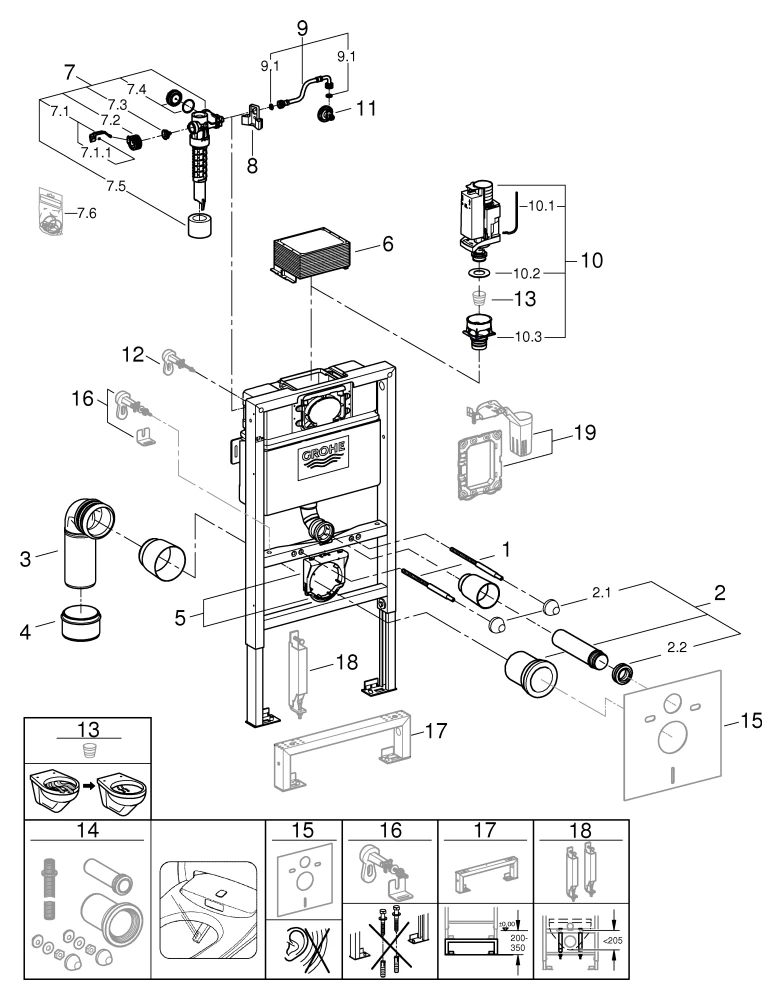 Grohe Rapid SL WC-Element Rapid SL 38525_1, 1,00 m Bauhöhe Grohe Rapid SL WC-Element Rapid SL 38525_1, 1,00 m Bauhöhe