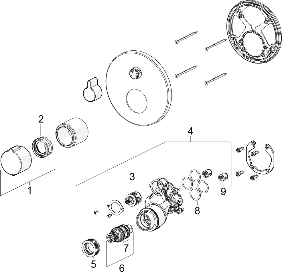 HA Fertigmontageset für Brausebatterie HANSAHOME 8861 Rosette rund Chrom