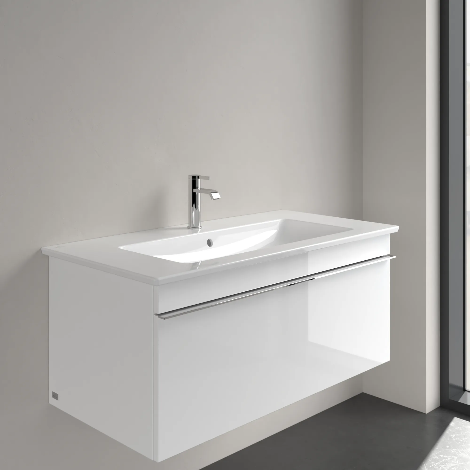 Villeroy & Boch Wandwaschtisch „Venticello“ 1000 × 500 × 170 mm, für Becken mittig, mit Hahnlochbohrung, Hahnlochposition mittig in Weiß Alpin Villeroy & Boch Wandwaschtisch „Venticello“ 1000 × 500 × 170 mm, für Becken mittig, mit Hahnlochbohrung, Hahnlochposition mittig in Weiß Alpin