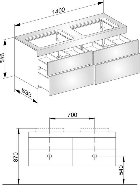 KEUCO Waschtischunterschrank „Edition 400“ Cashmere (Strukturlack), Cashmere (Strukturlack), links und rechts, ohne Beleuchtung 1400 × 546 × 535 mm KEUCO Waschtischunterschrank „Edition 400“ Cashmere (Strukturlack), Cashmere (Strukturlack), links und rechts, ohne Beleuchtung 1400 × 546 × 535 mm