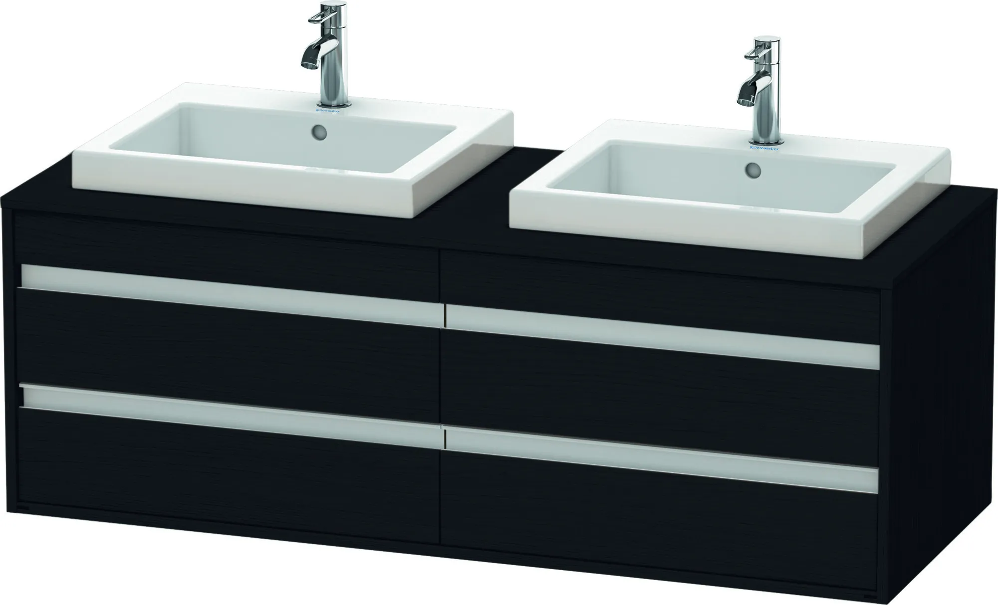 Duravit Waschtischunterschrank wandhängend „Ketho“ 140 × 49,6 × 55 cm Eiche Schwarz