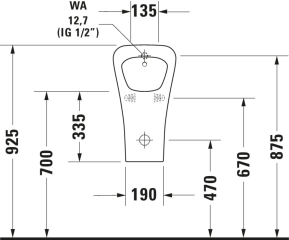 Urinal DuraStyle, Zulauf von hinten rimless, ohne Fliege, weiß, HYG Urinal DuraStyle, Zulauf von hinten rimless, ohne Fliege, weiß, HYG