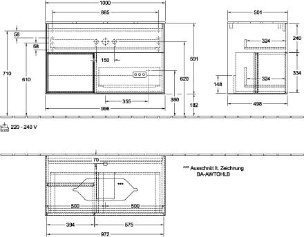 Villeroy & Boch Waschtischunterschrank „Finion“ für Schrankwaschtisch 1000 × 603 × 501 mm Olive Matt Lacquer, mit Hahnlochbohrung, für Becken mittig Villeroy & Boch Waschtischunterschrank „Finion“ für Schrankwaschtisch 1000 × 603 × 501 mm Olive Matt Lacquer, mit Hahnlochbohrung, für Becken mittig