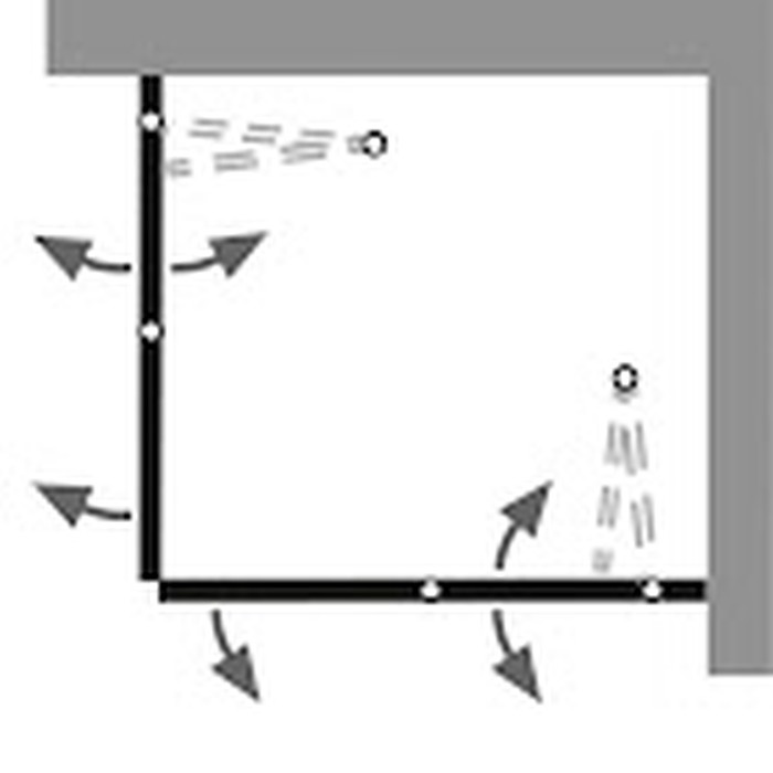 HSK teilgerahmte Eckeinstieg an Nebenteil mit Drehfalttür „Exklusiv 2.0“ Glas Klar hell, Profile Alu Silber-matt