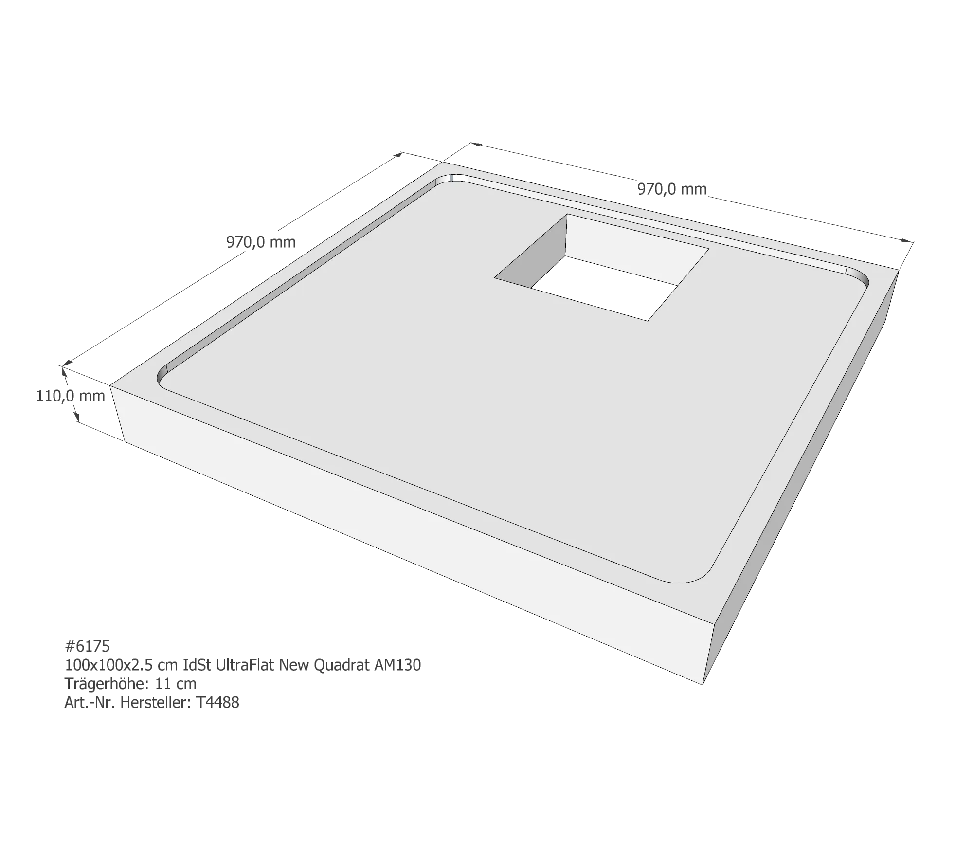 Duschwannenträger passend für Ideal Standard Ultra Flat New 100 × 100 × 2,5 cm Duschwannenträger passend für Ideal Standard Ultra Flat New 100 × 100 × 2,5 cm