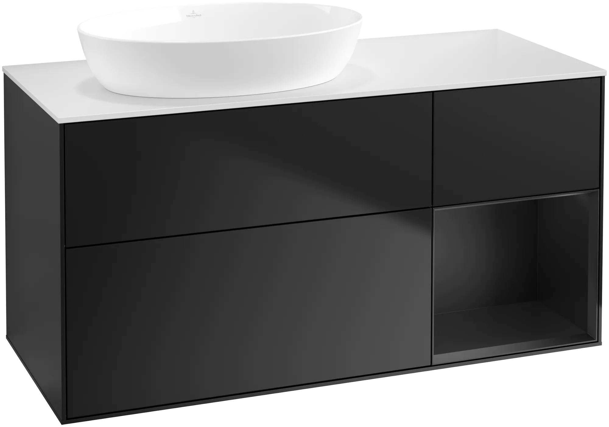 Villeroy & Boch Finion Waschbeckenunterschrank GA5, 1200x603x501mm, Black Matt Lacquer / Glass White Matt