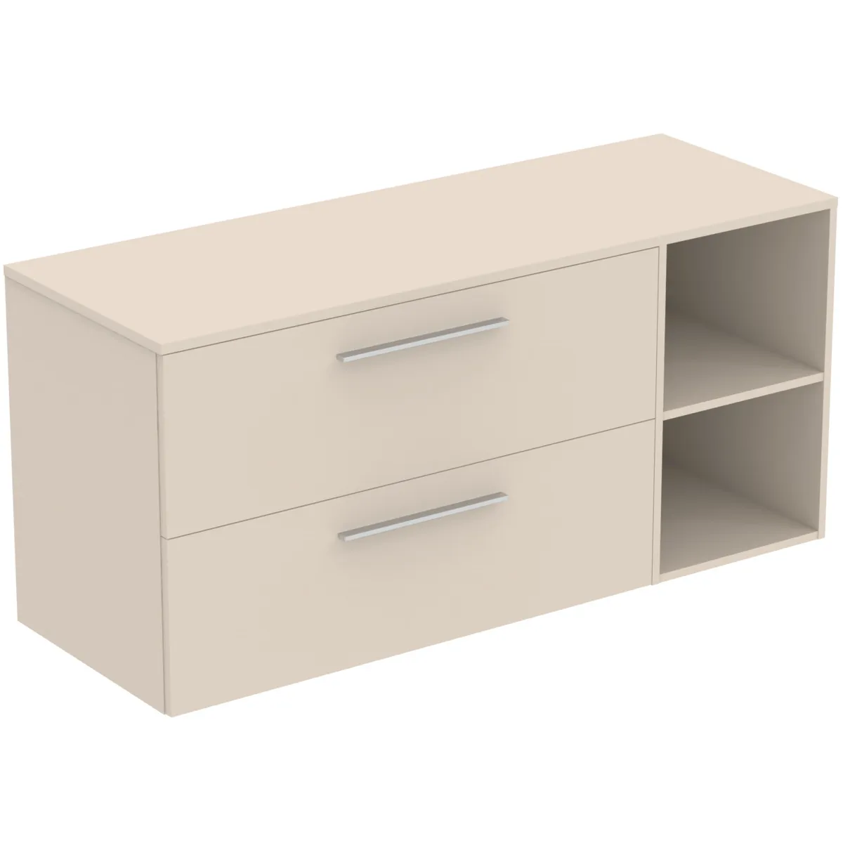Möbel-Set 140cm i.life B 2 Auszüge 2 offene Fächer Griff Chrom Weiß matt Möbel-Set 140cm i.life B 2 Auszüge 2 offene Fächer Griff Chrom Weiß matt
