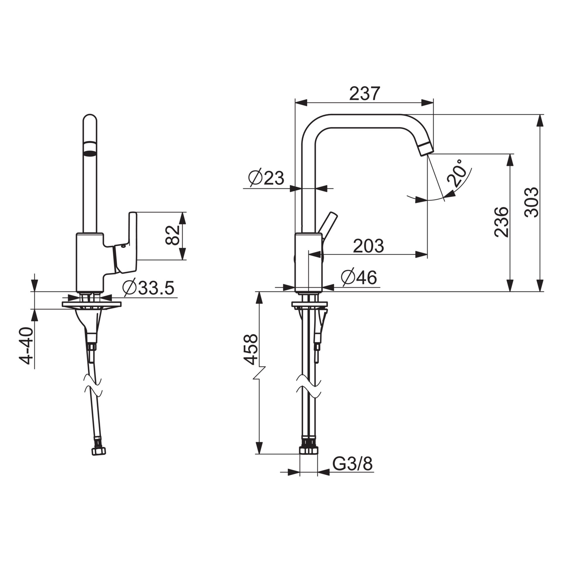 HansaPALENO Einhebelmischer Küchenarmatur Chrom 203 mm DN15 HansaPALENO Einhebelmischer Küchenarmatur Chrom 203 mm DN15