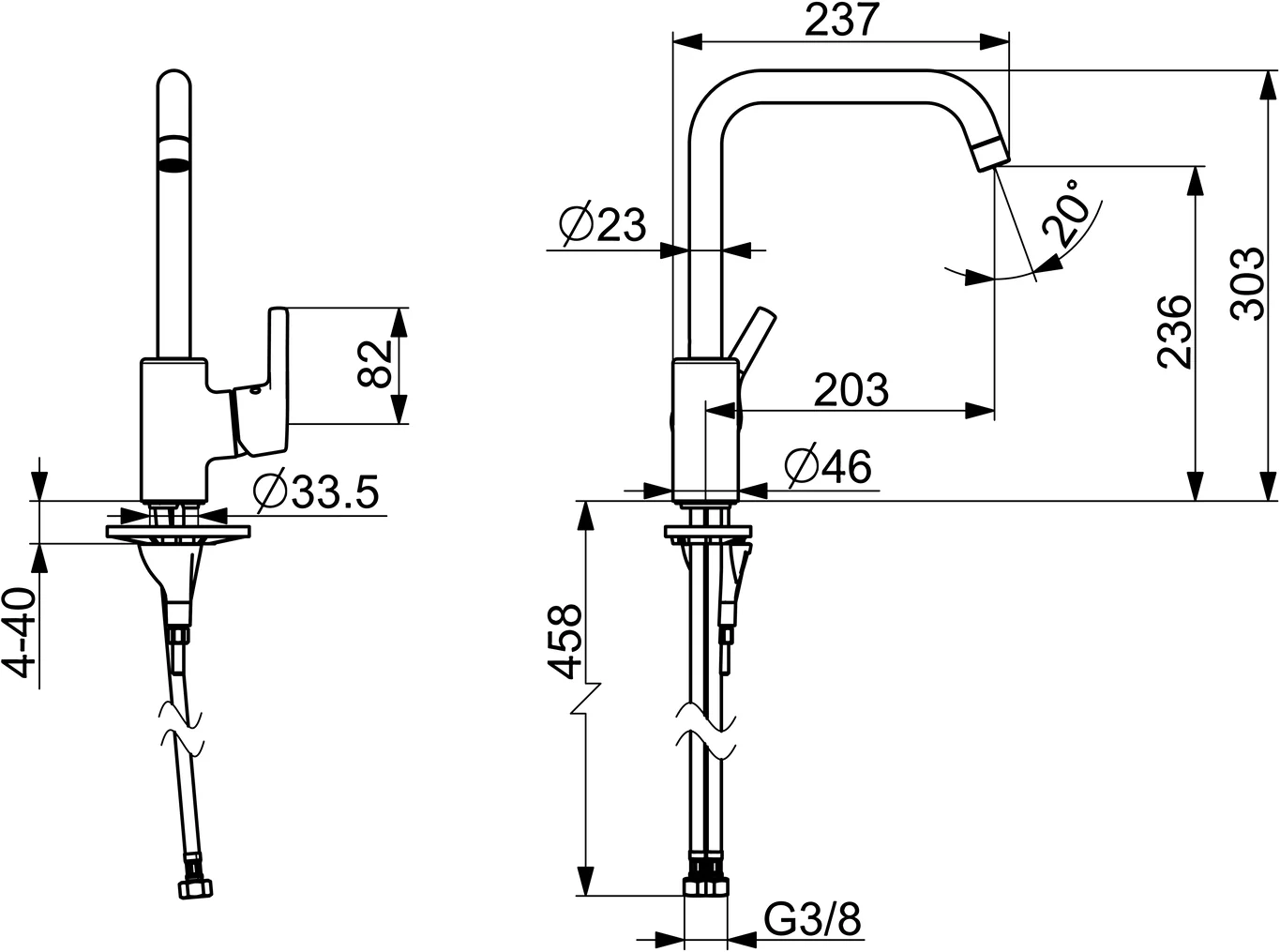 HansaPALENO Einhebelmischer Küchenarmatur Chrom 203 mm DN15