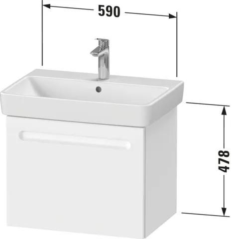 Duravit Waschtischunterschrank wandhängend „No.1“ 59 × 47,8 × 42,6 cm in Beton Matt