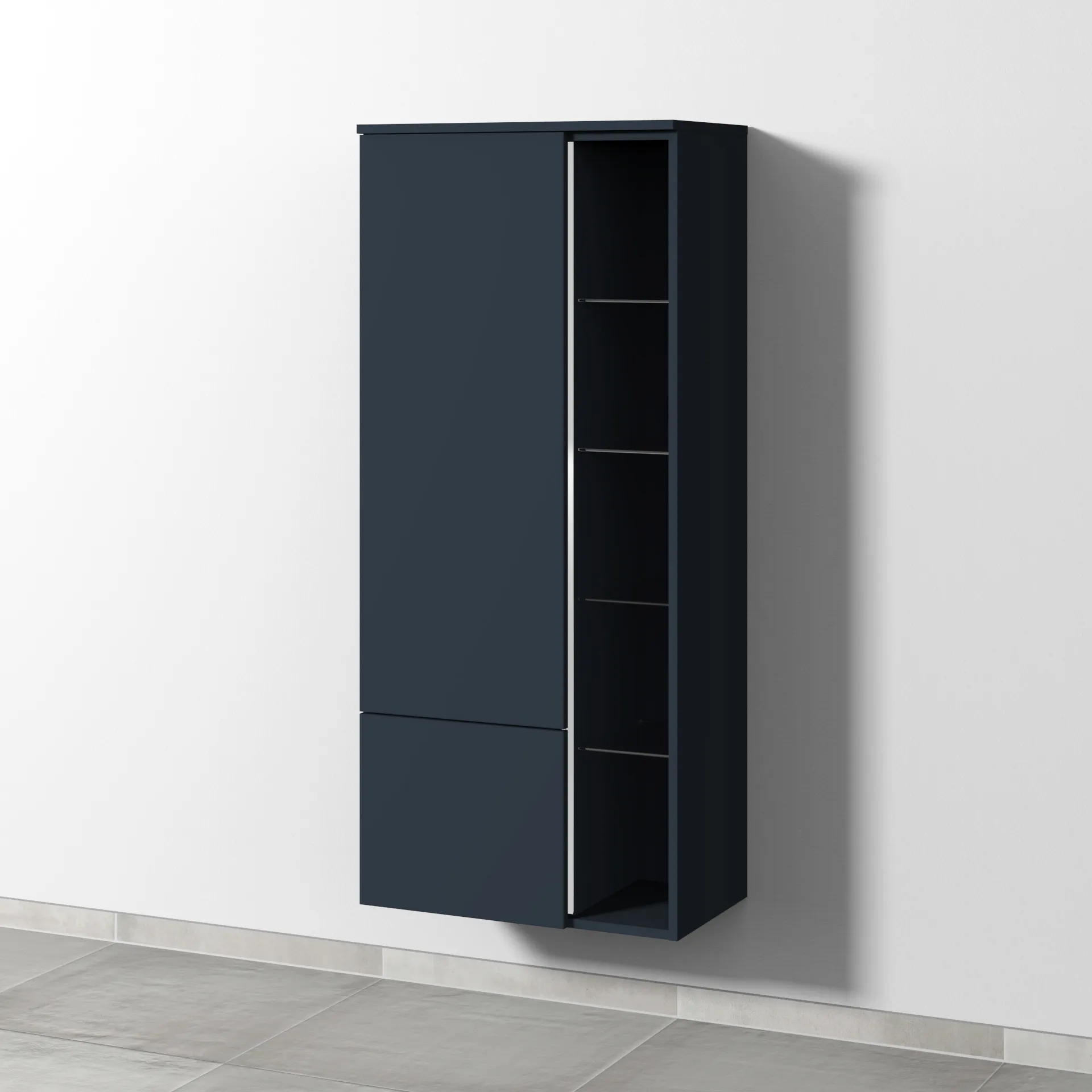 Sanipa Stauraumschrank „3way“ 600 × 1360 × 345 mm Anschlag links, in Marine (matt), Anschlag links