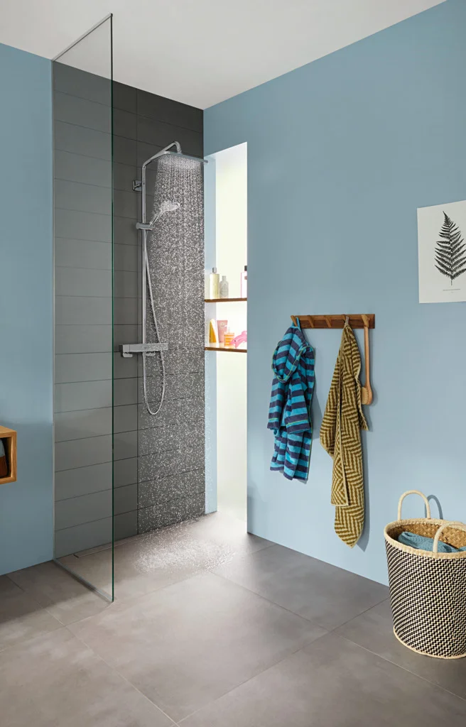 Hansgrohe Croma E Showerpipe 280 1jet chrom mit Brausethermostat Ecostat E - Aufputzinstallation, 340 mm Brausearmlänge, 2 Verbraucher Hansgrohe Croma E Showerpipe 280 1jet chrom mit Brausethermostat Ecostat E - Aufputzinstallation, 340 mm Brausearmlänge, 2 Verbraucher