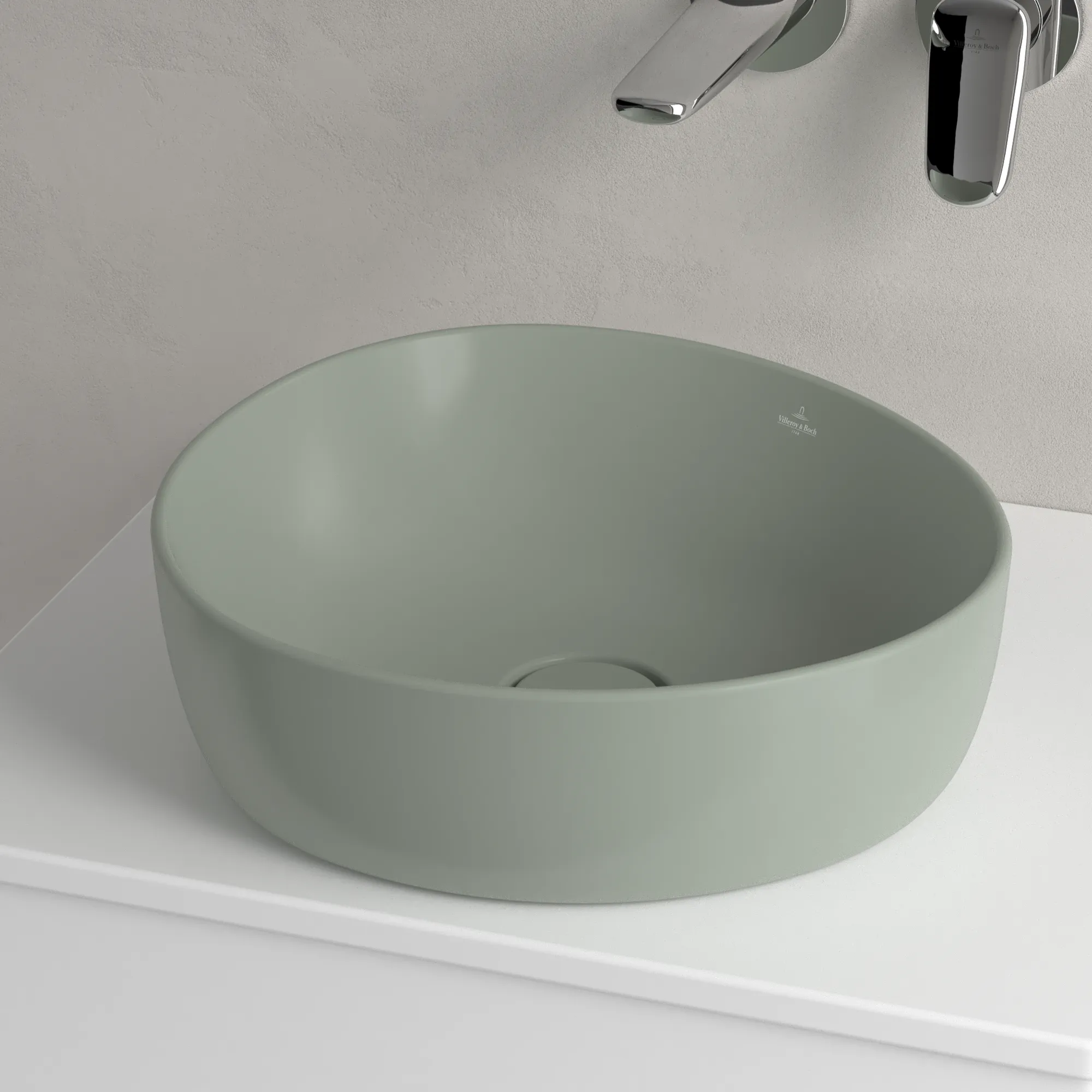 Villeroy & Boch Aufsatzwaschtisch „Antao“ 400 × 395 × 150 mm, ohne Hahnlochbohrung in Morning Green Villeroy & Boch Aufsatzwaschtisch „Antao“ 400 × 395 × 150 mm, ohne Hahnlochbohrung in Morning Green