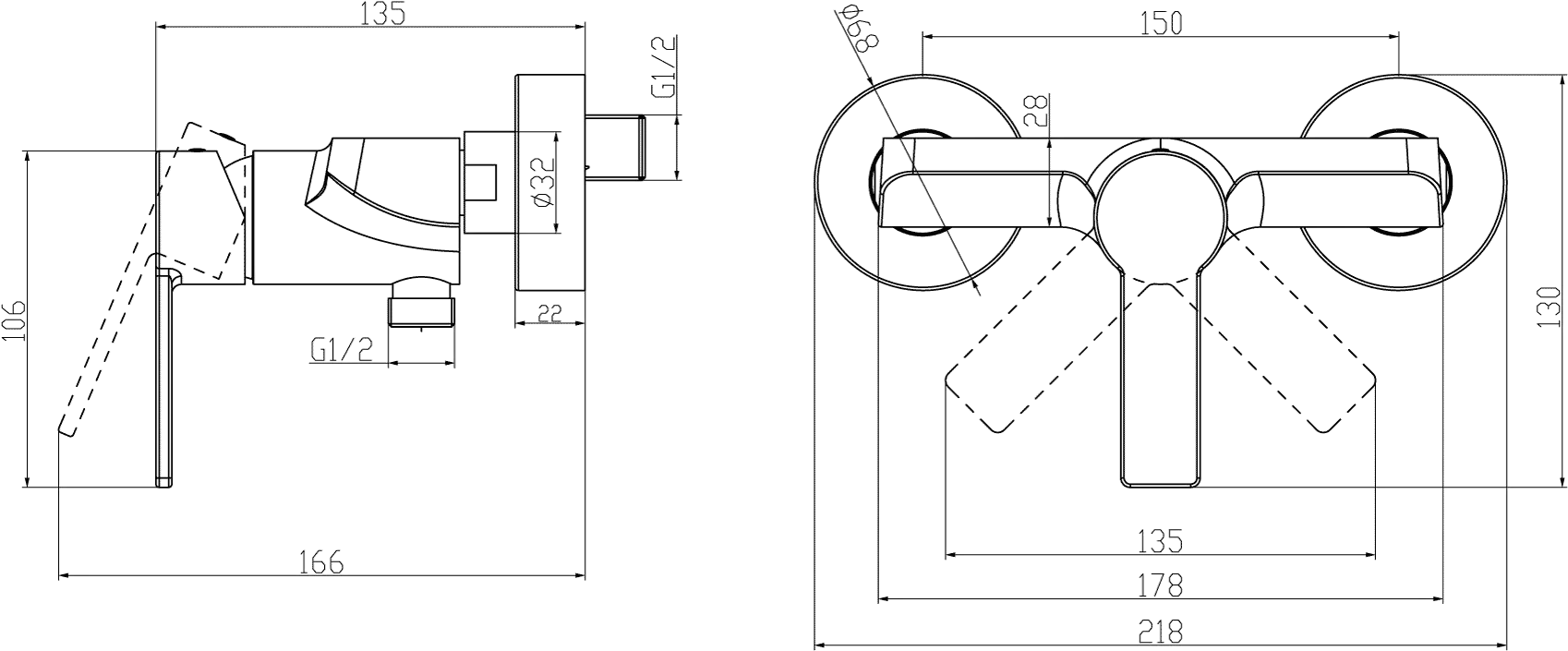 Einhand-Duscharmatur „Architectura“ 13,7 cm in Chrom Einhand-Duscharmatur „Architectura“ 13,7 cm in Chrom