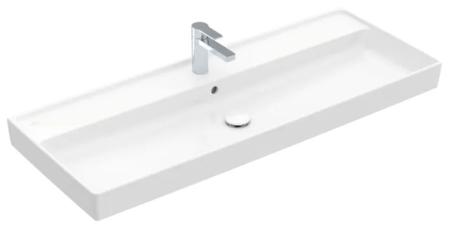 Villeroy & Boch Schrankwaschtisch aus TitanCeram „Collaro“ 1200 × 470 × 160 mm, mit Hahnlochbohrung, Hahnlochposition mittig in Weiß Alpin Villeroy & Boch Schrankwaschtisch aus TitanCeram „Collaro“ 1200 × 470 × 160 mm, mit Hahnlochbohrung, Hahnlochposition mittig in Weiß Alpin