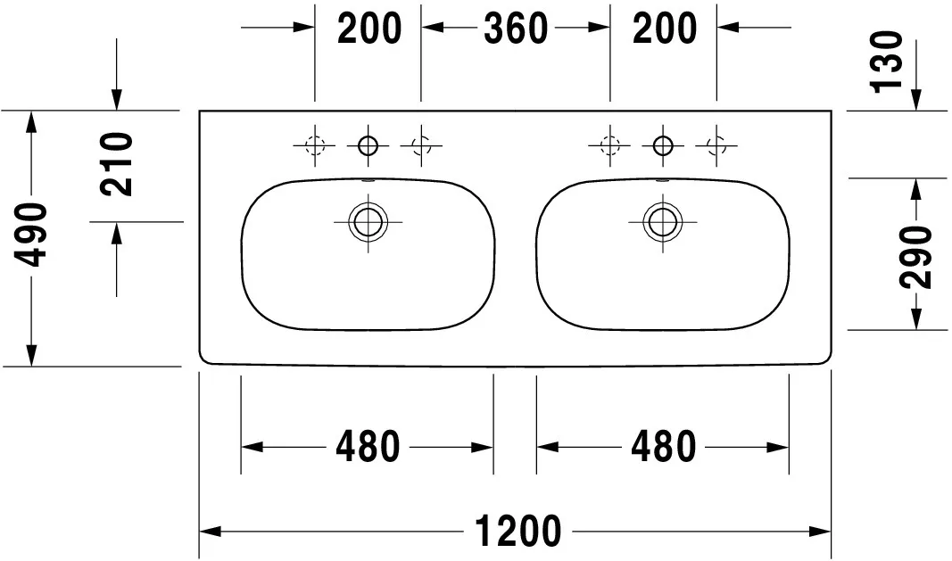 Doppelwaschtisch „D-Code“ 120 × 49 cm Doppelwaschtisch „D-Code“ 120 × 49 cm