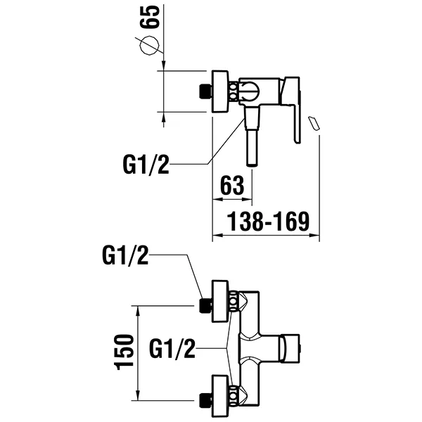 Laufen Einhebel-Brausemischer Lua H331081 chrom, Anschlussdistanz 150 mm Laufen Einhebel-Brausemischer Lua H331081 chrom, Anschlussdistanz 150 mm