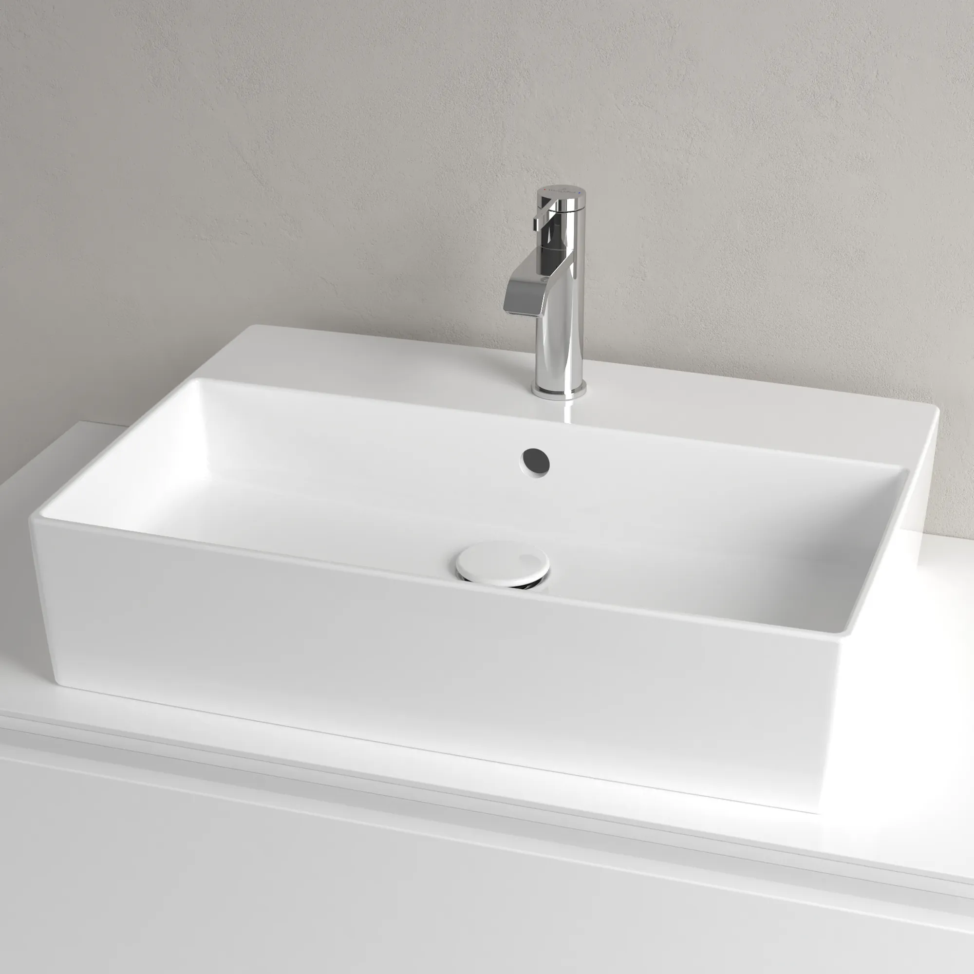 Villeroy & Boch Aufsatzwaschtisch aus TitanCeram „Memento 2.0“ 600 × 420 × 140 mm, mit Hahnlochbohrung, Hahnlochposition mittig in Weiß Alpin Villeroy & Boch Aufsatzwaschtisch aus TitanCeram „Memento 2.0“ 600 × 420 × 140 mm, mit Hahnlochbohrung, Hahnlochposition mittig in Weiß Alpin