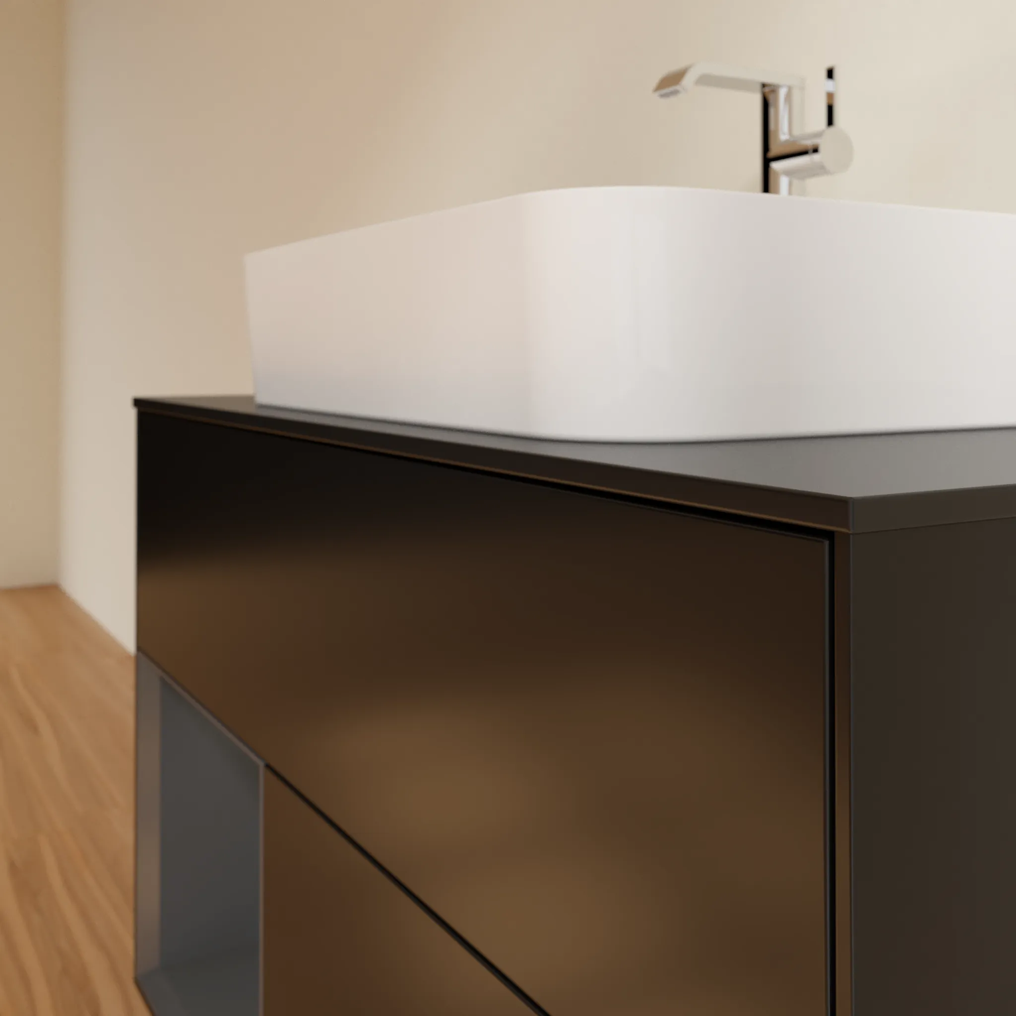 Villeroy & Boch Waschbeckenunterschrank Finion F11, 1000 x 603 x 501 mm, Black Matt Lacquer, mit Beleuchtung und Push-to-open Funktion Villeroy & Boch Waschbeckenunterschrank Finion F11, 1000 x 603 x 501 mm, Black Matt Lacquer, mit Beleuchtung und Push-to-open Funktion