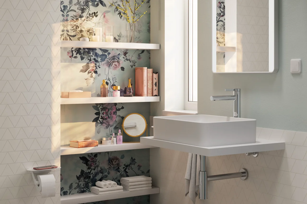 Hansgrohe Designsiphon Flowstar S Chrom – Geruchverschluss, verstellbarer Einbau, Wandabstand 330 mm, Anschlussmaße G 11/4 und DN32