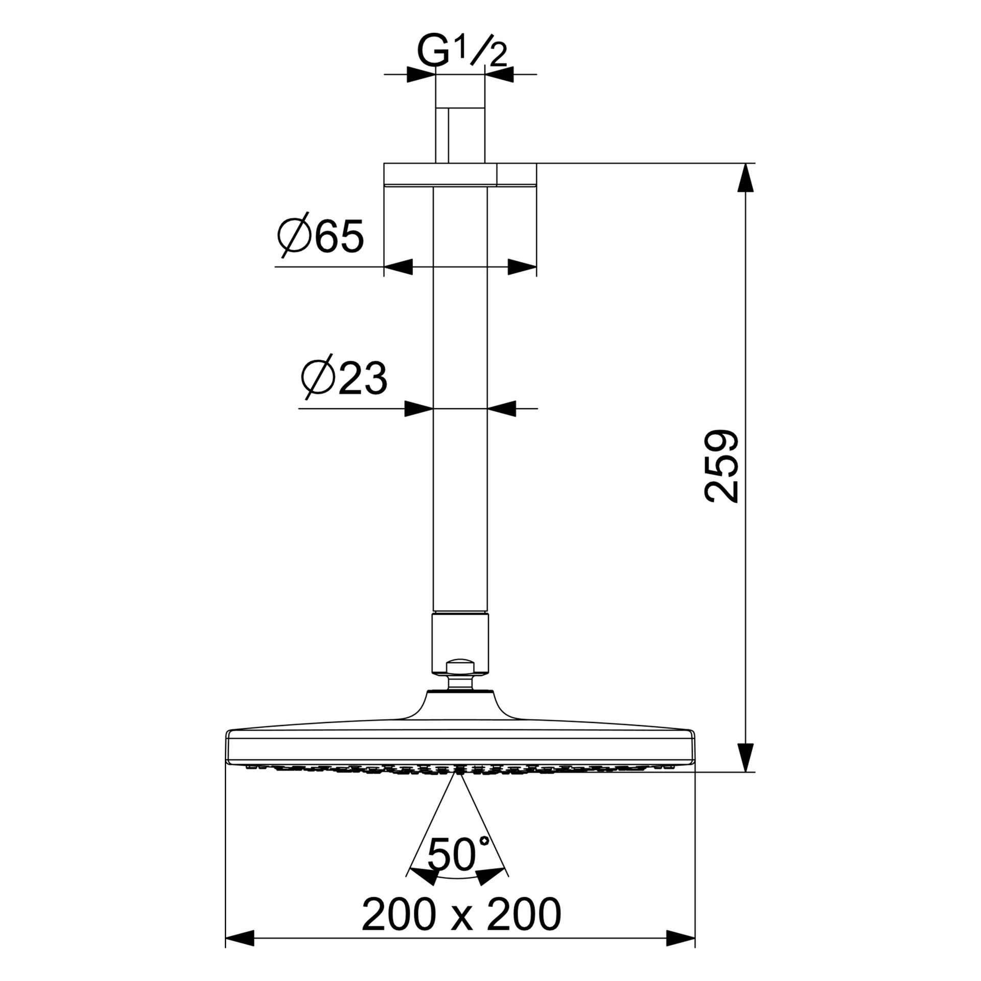 HA Kopfbrause HANSABASICJET Style 4437 1-strahlig 200x200 mm Chrom