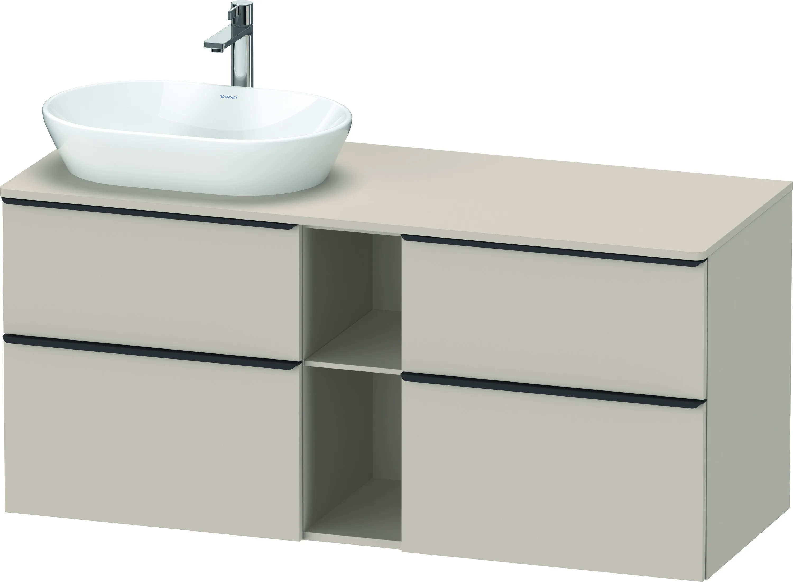 Duravit Waschtischunterschrank wandhängend „D-Neo“ 140 × 66,4 × 55 cm Taupe Matt