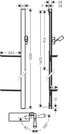 Hansgrohe Unica Raindance E Wandstangen, chrom, 150 cm Hansgrohe Unica Raindance E Wandstangen, chrom, 150 cm