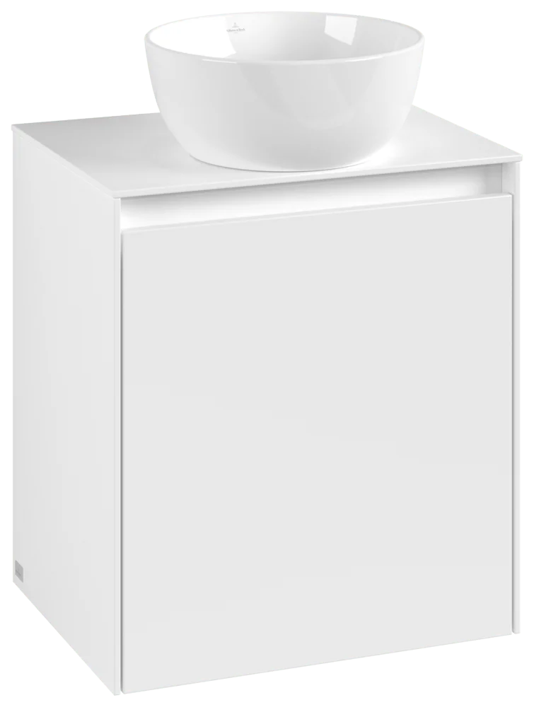 Villeroy & Boch Waschbeckenunterschrank Collaro C14800, Eckig White Matt, 500x380 mm, Höhe 548 mm, mit SoftClosing, 1 Tür, Fachboden