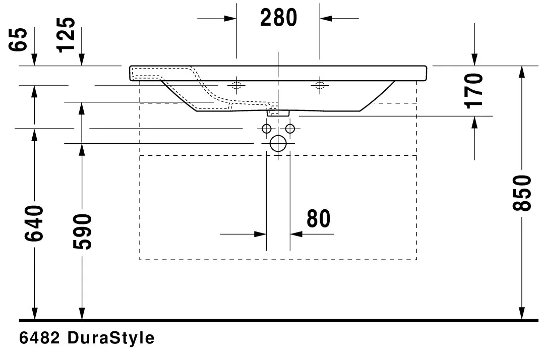 Wandwaschtisch „DuraStyle“, mit Überlauf, Hahnlochposition mittig Wandwaschtisch „DuraStyle“, mit Überlauf, Hahnlochposition mittig