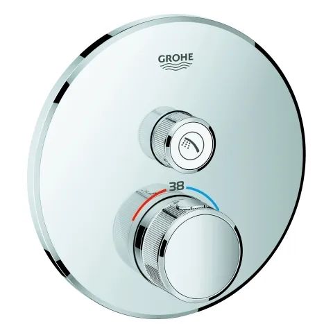 Thermostat Grohtherm SmartControl 29118, mit einem Absperrventil, Fertigmontageset für Rapido SmartBox, Wandrosette rund, chrom Thermostat Grohtherm SmartControl 29118, mit einem Absperrventil, Fertigmontageset für Rapido SmartBox, Wandrosette rund, chrom