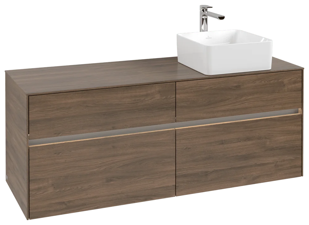 Villeroy & Boch Waschbeckenunterschrank Collaro Arizona Oak, 1400x548x500 mm, mit Beleuchtung und SoftClosing, Eckig