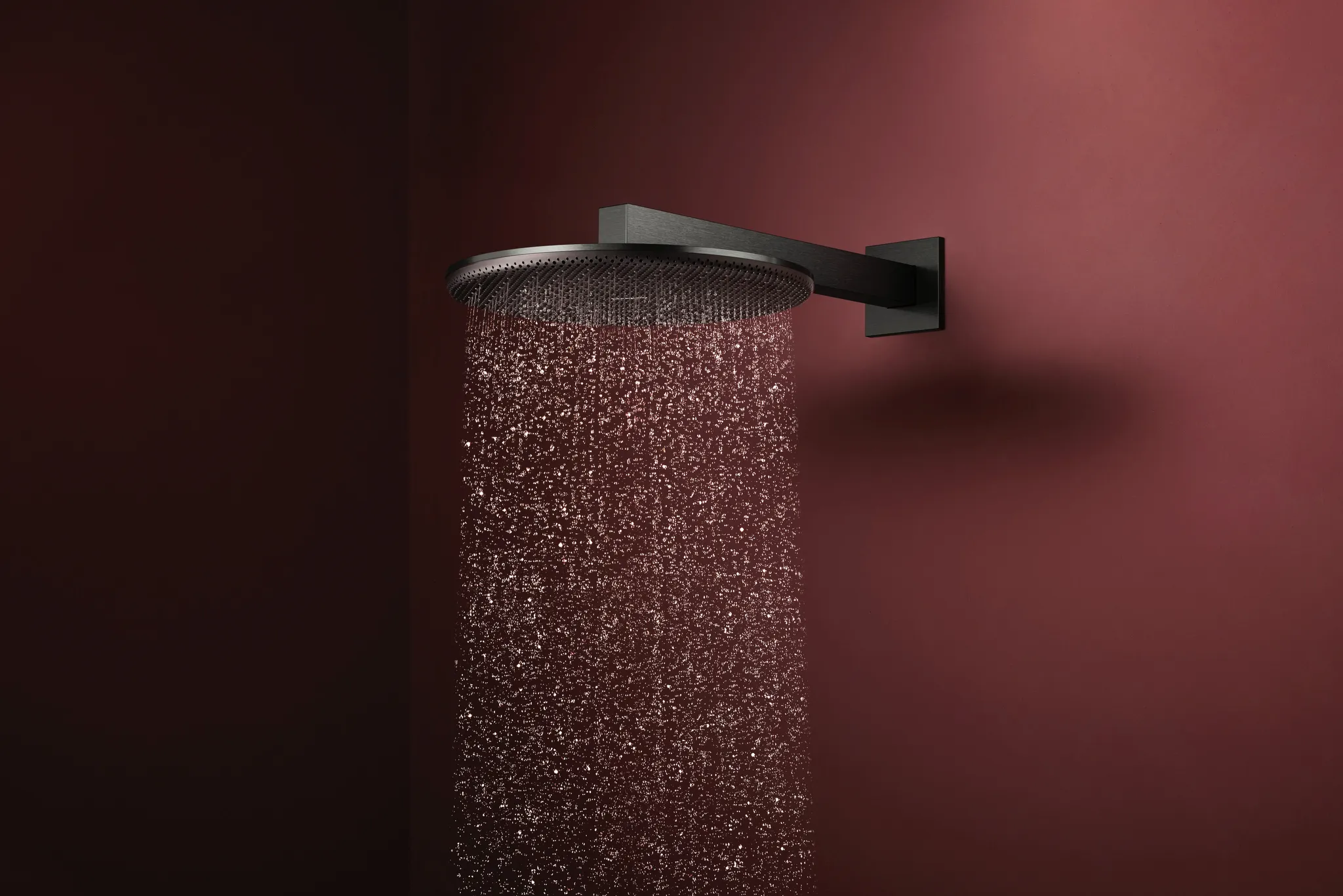 Hansgrohe Kopfbrause Raindance Alive S, 300 mm, Brushed Black Chrome, 8 l/min Durchflussregler, 390 mm Brausearmlänge