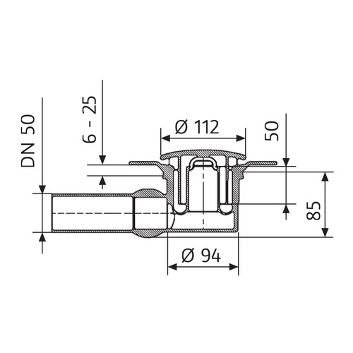 HSK Ablaufgarnitur waagerecht für Duschwannen „flach“ mit 52 mm Ablauf, Abgang waagerecht HSK Ablaufgarnitur waagerecht für Duschwannen „flach“ mit 52 mm Ablauf, Abgang waagerecht