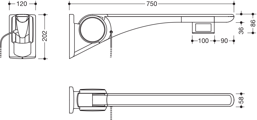 HEWI Stützklappgriff „Serie 802 LifeSystem“