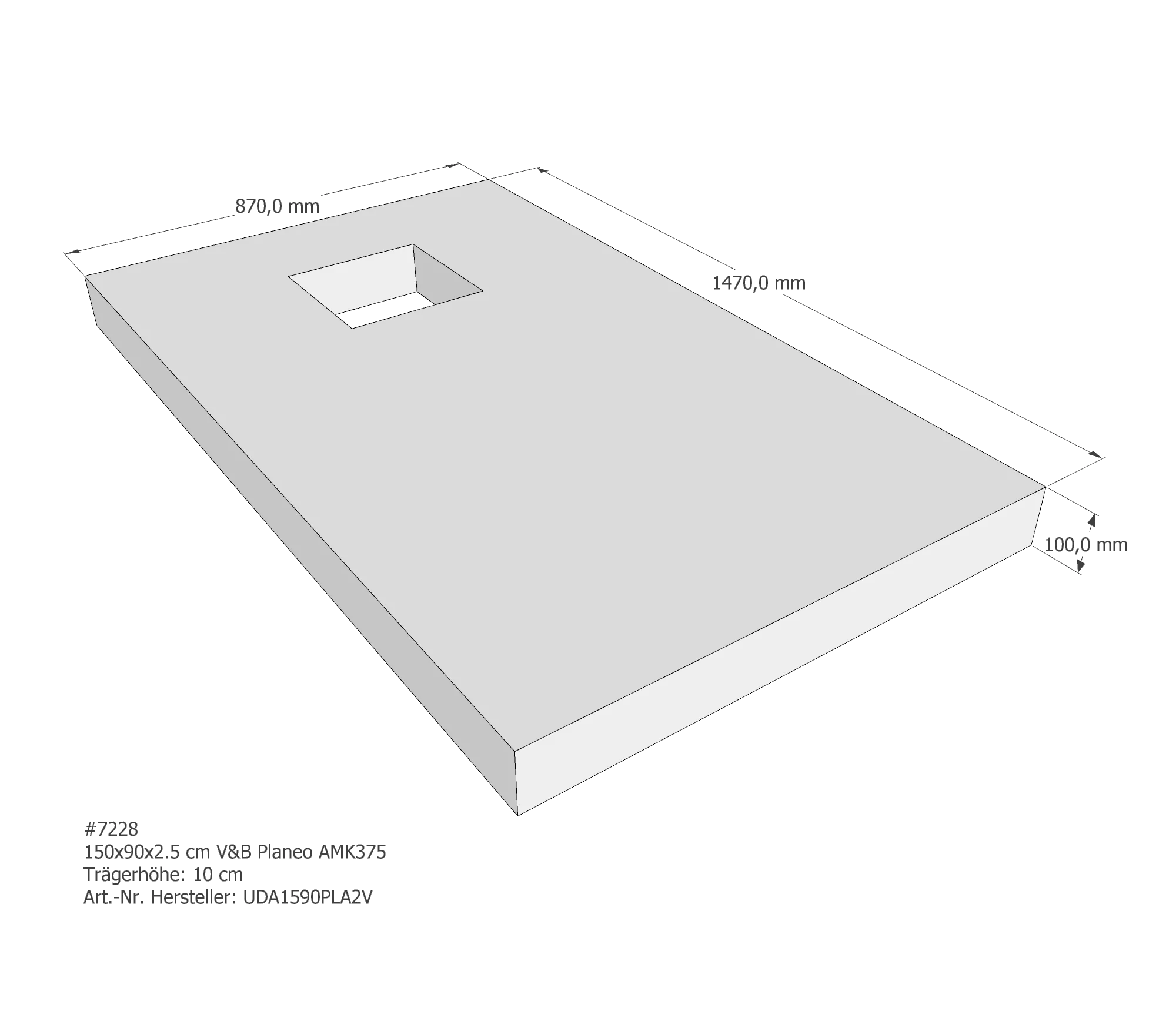 Duschwannenträger für Villeroy & Boch Planeo 150 × 90 × 2,5 cm Duschwannenträger für Villeroy & Boch Planeo 150 × 90 × 2,5 cm