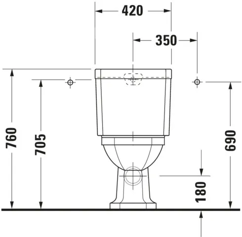 Stand-WC Kombi 1930 665 mm Tiefspüler, fürSPK, Abg.waagr., weiß