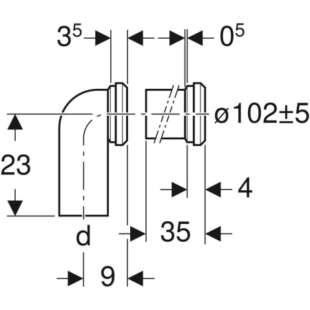 Set Anschlussbogen 90° mit Verlängerung: d=110mm Set Anschlussbogen 90° mit Verlängerung: d=110mm