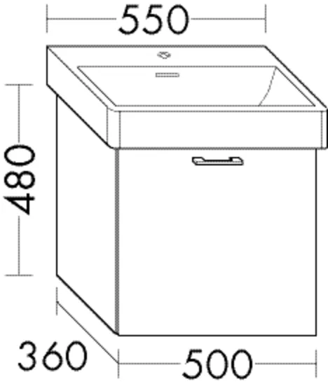 Waschtischunterschrank Sys30 von burgbad - 1 Auszug, 360x500x480 mm, PG1