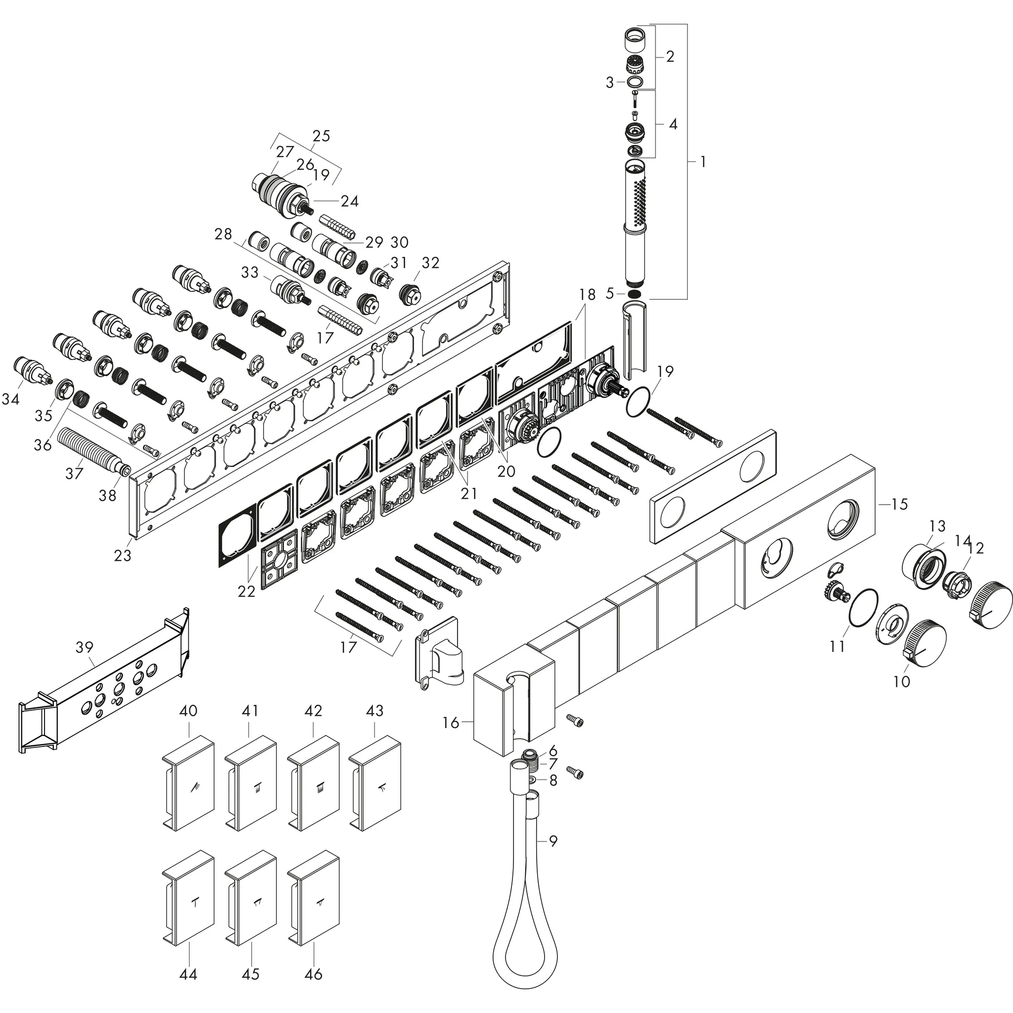 Thermostatmodul Unterputz Select Axor Edge F-Set 5 Verbr.Diamantschliff chrom Thermostatmodul Unterputz Select Axor Edge F-Set 5 Verbr.Diamantschliff chrom