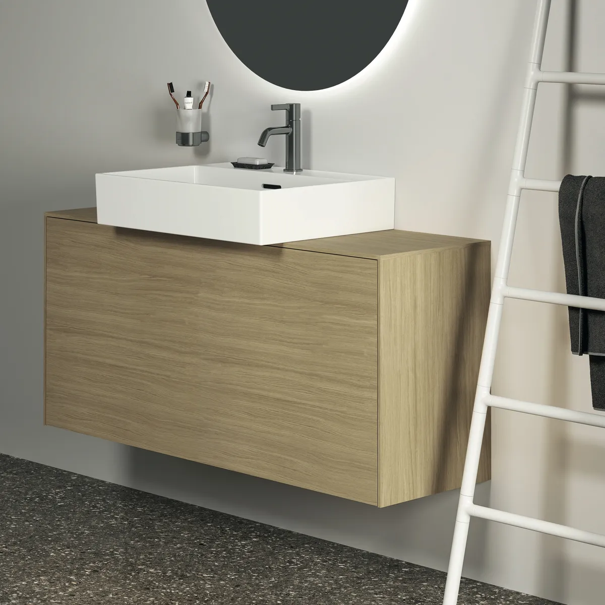 Zahnputzbecher Conca, rund, Brushed Gold Zahnputzbecher Conca, rund, Brushed Gold