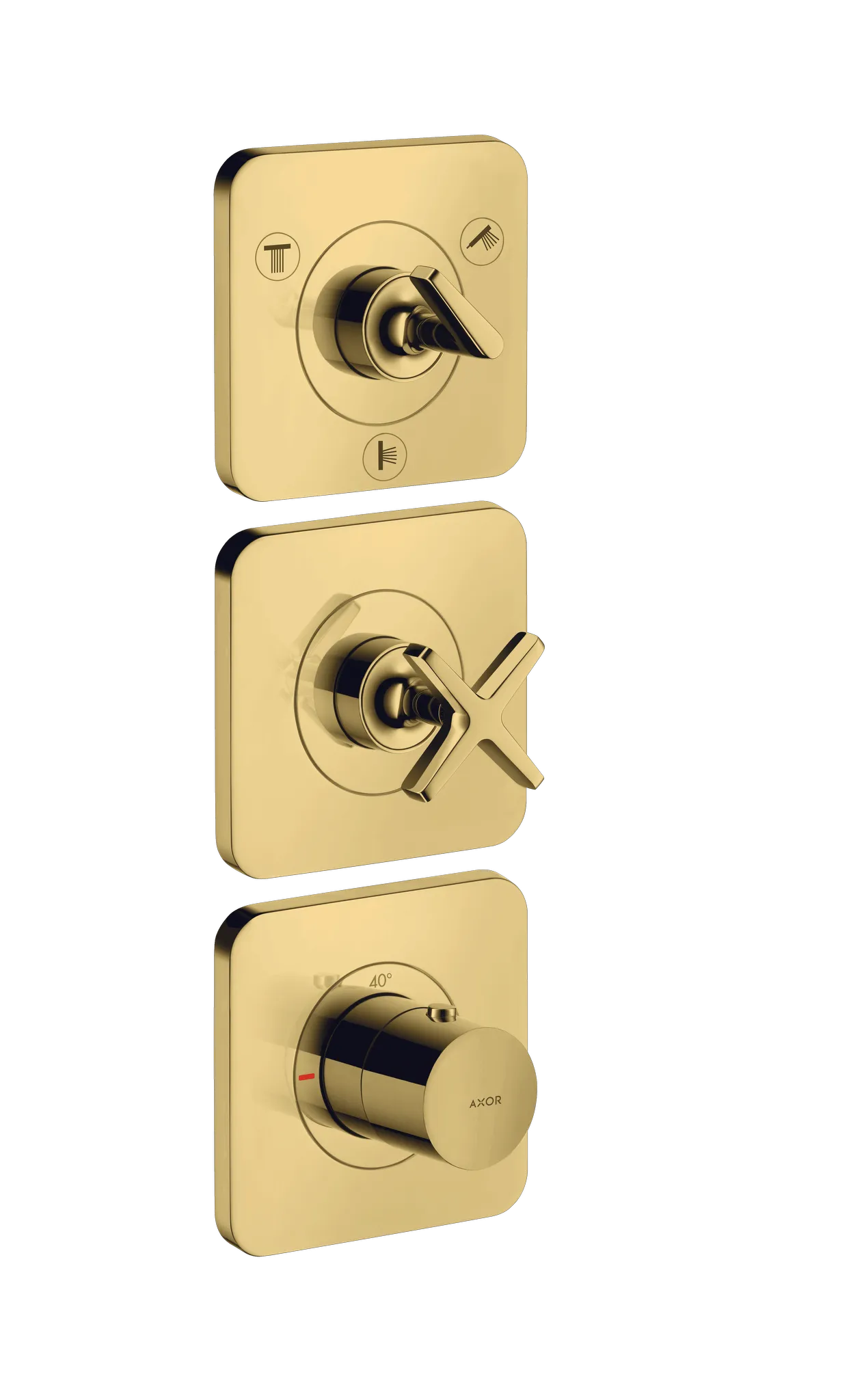 Hansgrohe AXOR Citterio E Thermostatmodul 380⁄120 Unterputz für 3 Verbraucher, Polished Gold Optic