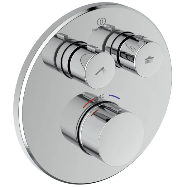 Ideal Standard Ceratherm Navigo Unterputz-Thermostat rund Chrom für Wanne & Dusche, 2 Verbraucher