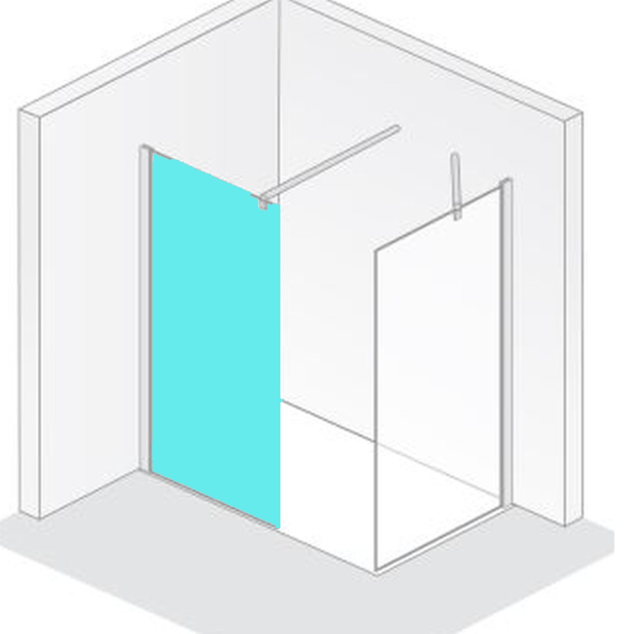 HSK Duschabtrennung Walk-In Frontelement „Premium 2“ Walk in Glas Klar hell, Profile Alu Silber-matt, H: 2000 mm