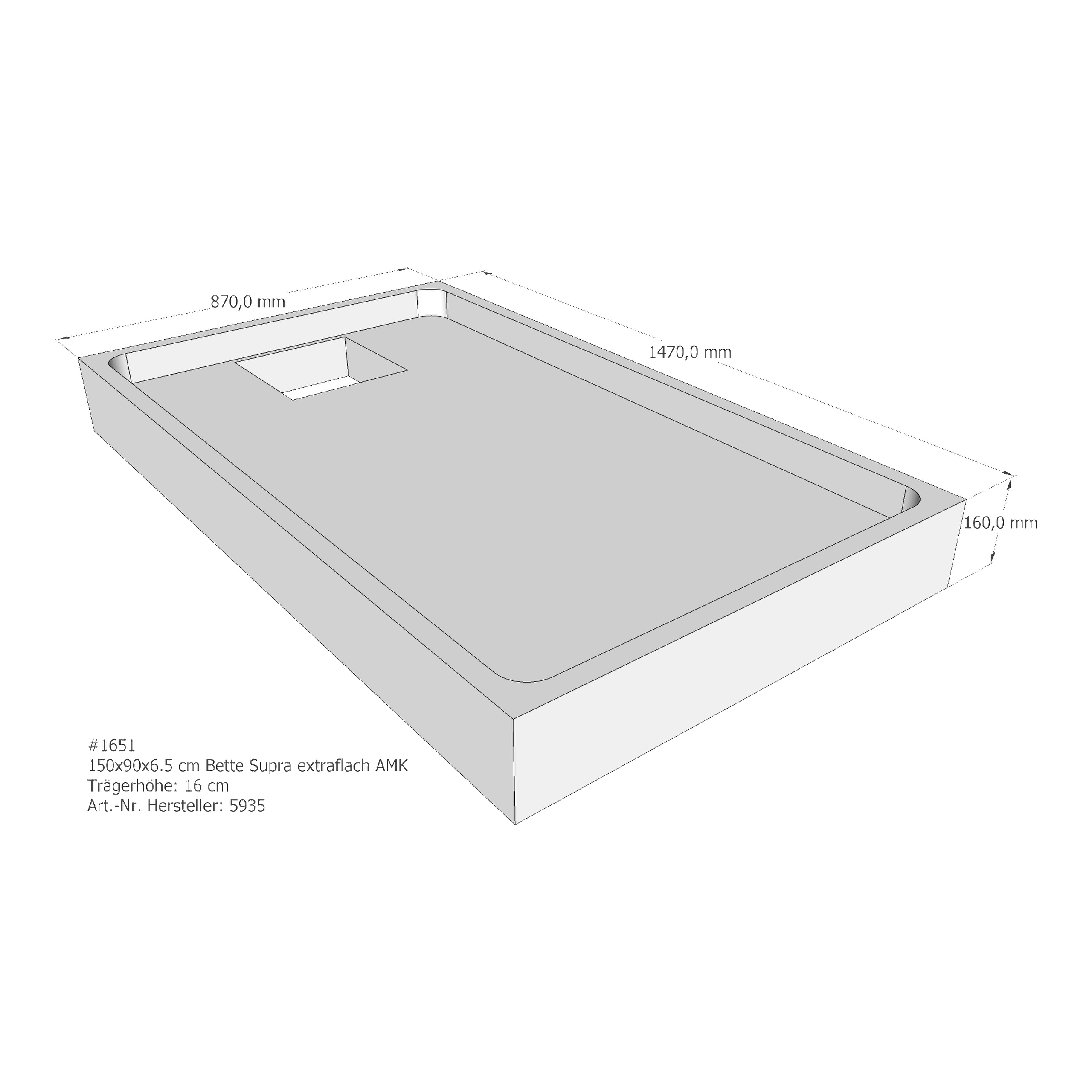 Duschwannenträger für Bette Supra (extraflach) 150 × 90 × 6,5 cm Breite: 90 cm / Länge: 150 cm Duschwannenträger für Bette Supra (extraflach) 150 × 90 × 6,5 cm Breite: 90 cm / Länge: 150 cm