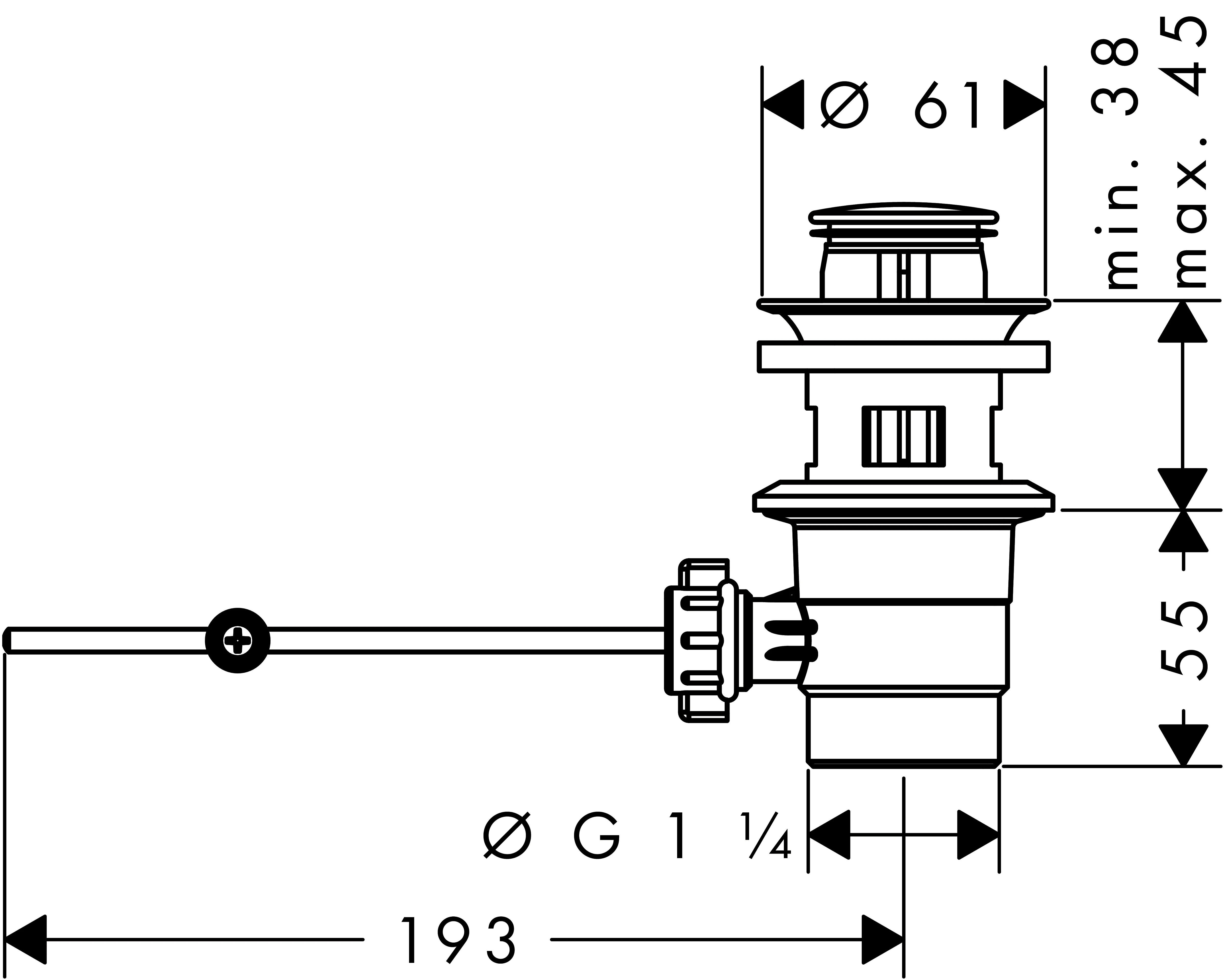 HG Ablaufventil Kunststoff mit Edelstahl Blende ( )