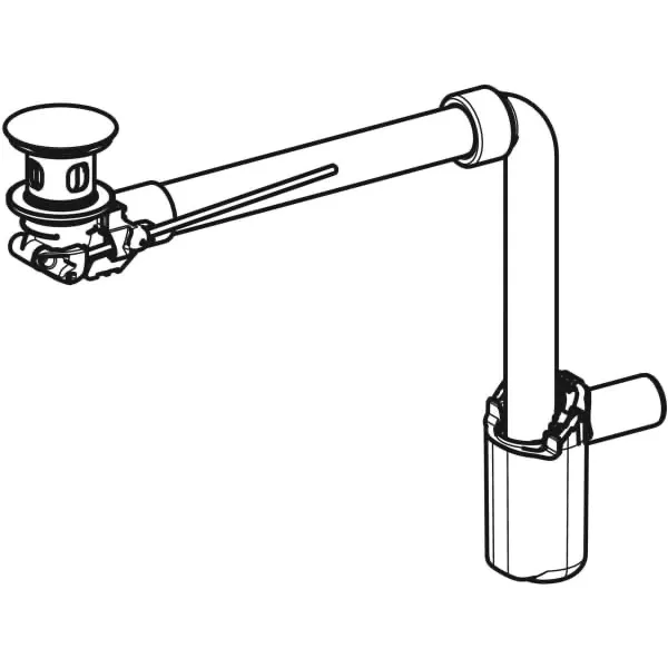 Waschbeckenablauf Raumsparmodell, schmale Ausführung, mit Außenventilstopfen mit Hebelbetätigung: d=40mm, G=1 1/4″, hochglanz-verchromt