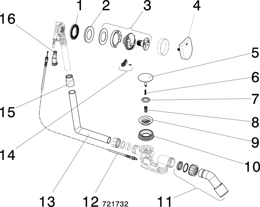 Viega Ab- und Überlaufgarnitur mit Zulauffunktion Modell 6170.10 „Multiplex Trio“ 6170.10 in 560 mm × DN40 / 50 verchromt 11 cm