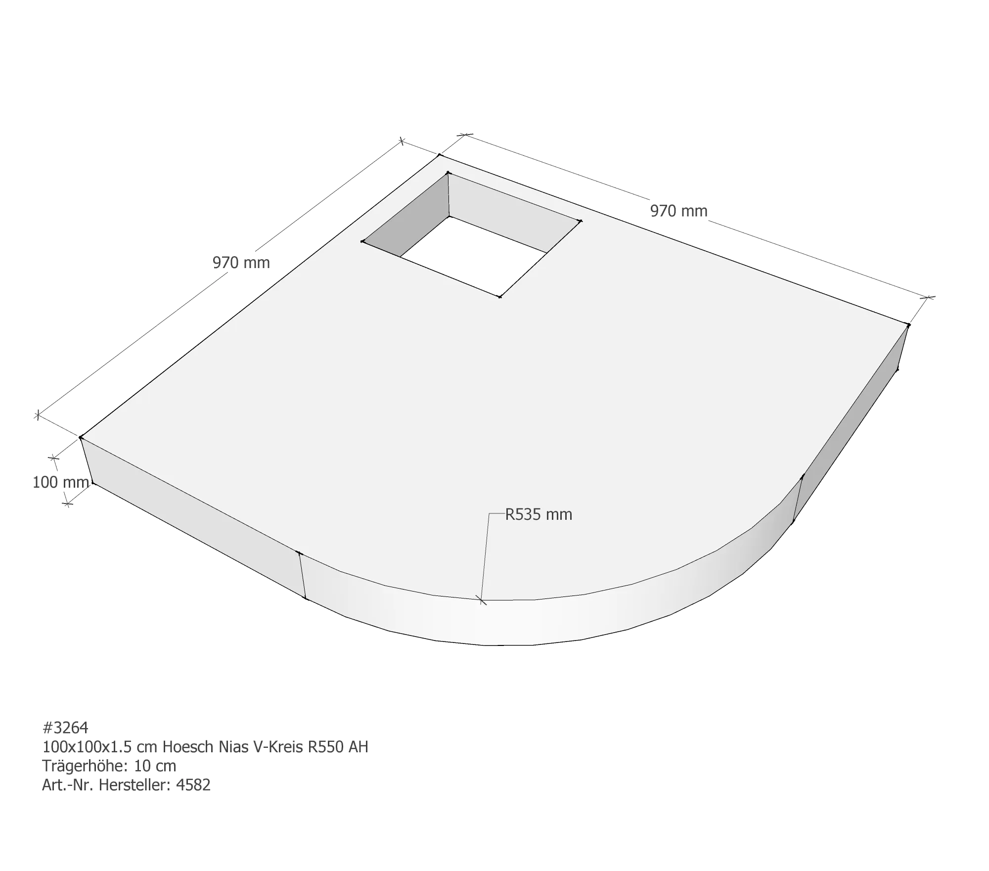Duschwannenträger passend für Hoesch Nias 100 × 100 × 1,5 cm Duschwannenträger passend für Hoesch Nias 100 × 100 × 1,5 cm