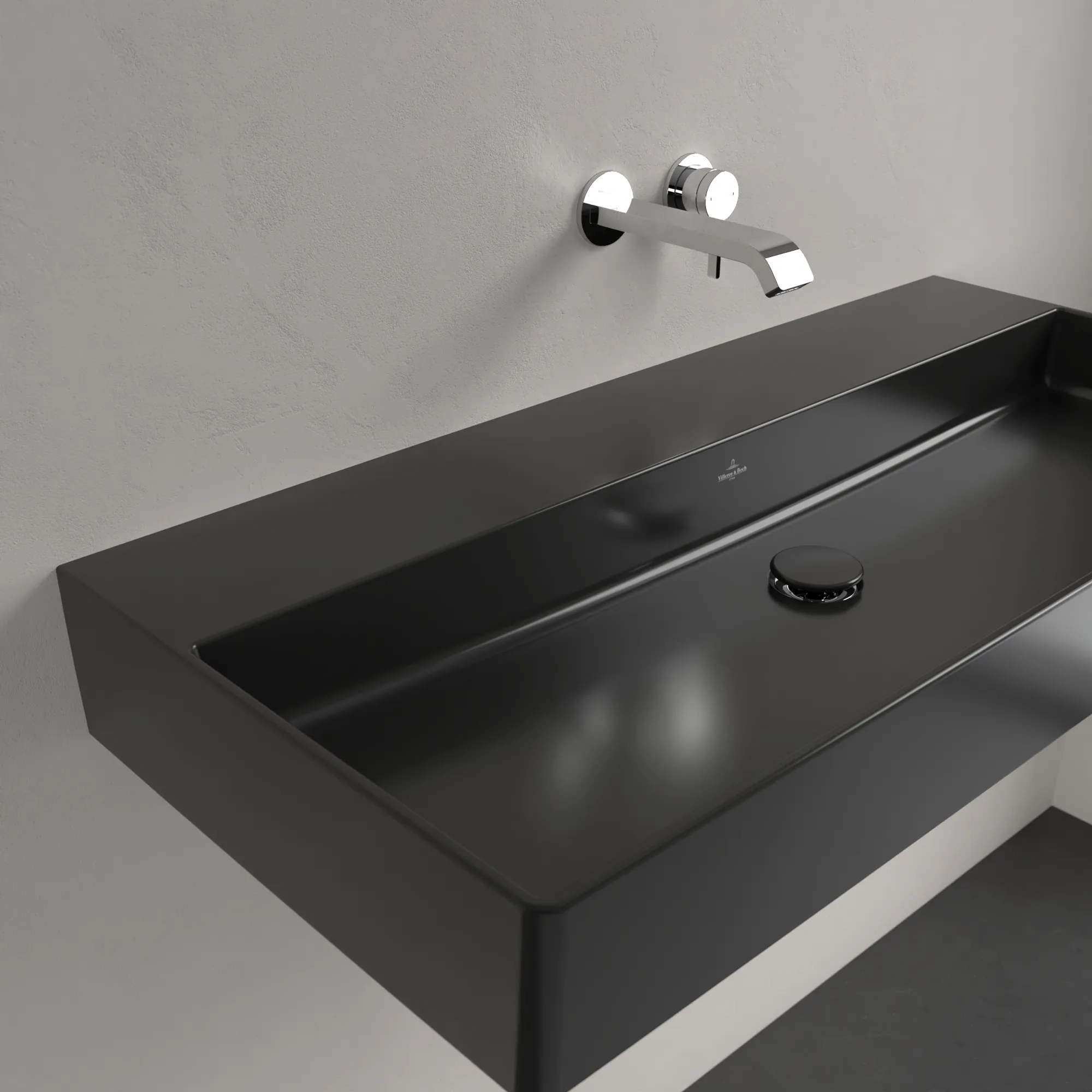 Villeroy & Boch Memento 2.0 Waschbecken, Pure Black CeramicPlus, 1000x470x135 mm, TitanCeram, Wandmontage